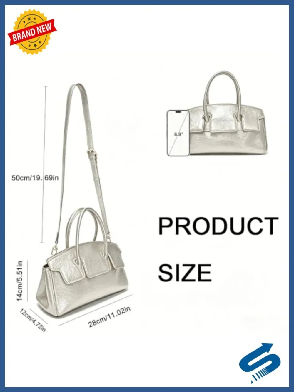 PU Leather Top Handle Handbag with Magnetic Closure Shoulder Purse